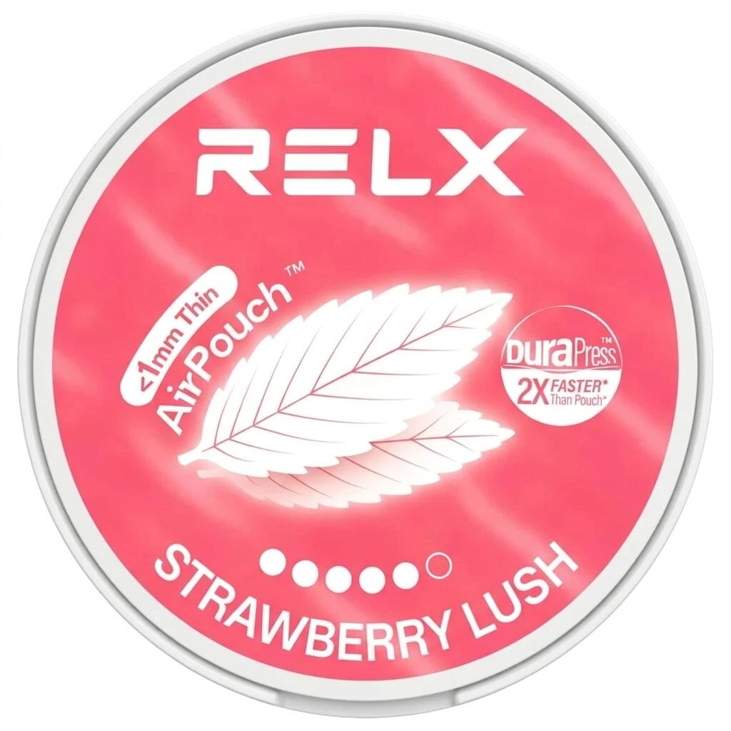 RELX Strawberry Lush 14mg nicotine pouches can